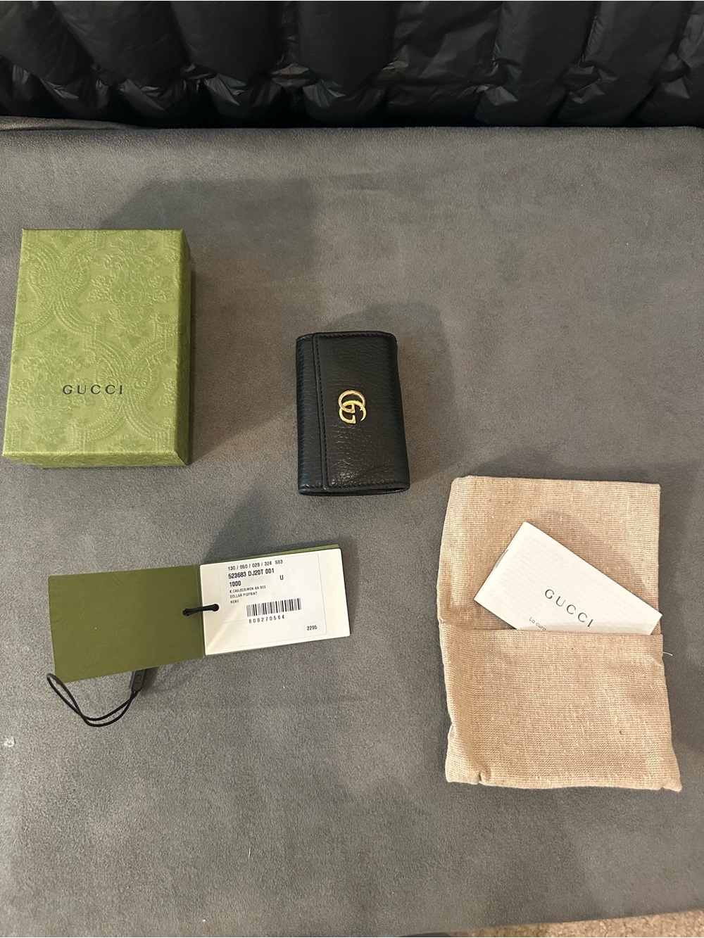 Gucci Black Leather Key Case with Gold GG Hardware